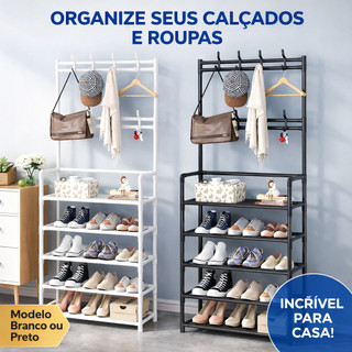 Arara 5 andar Sapateira Organizadora cabideiro suporte Multiuso Sapato Tenis Roupa Closet…