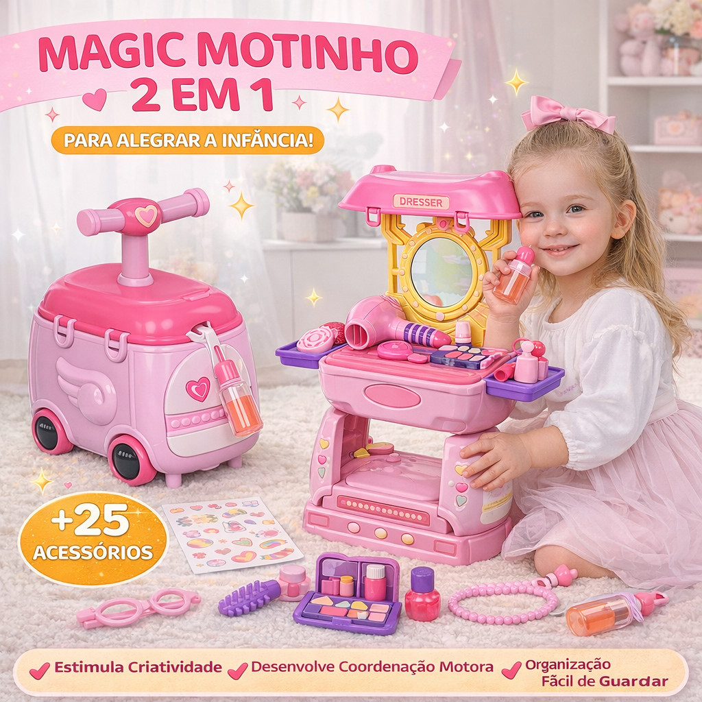 Camarim ou Oficina Mecânica Infantil Que Vira Carrinho 2 Em 1 Kit Beleza ou Oficina Brinquedo Mágico