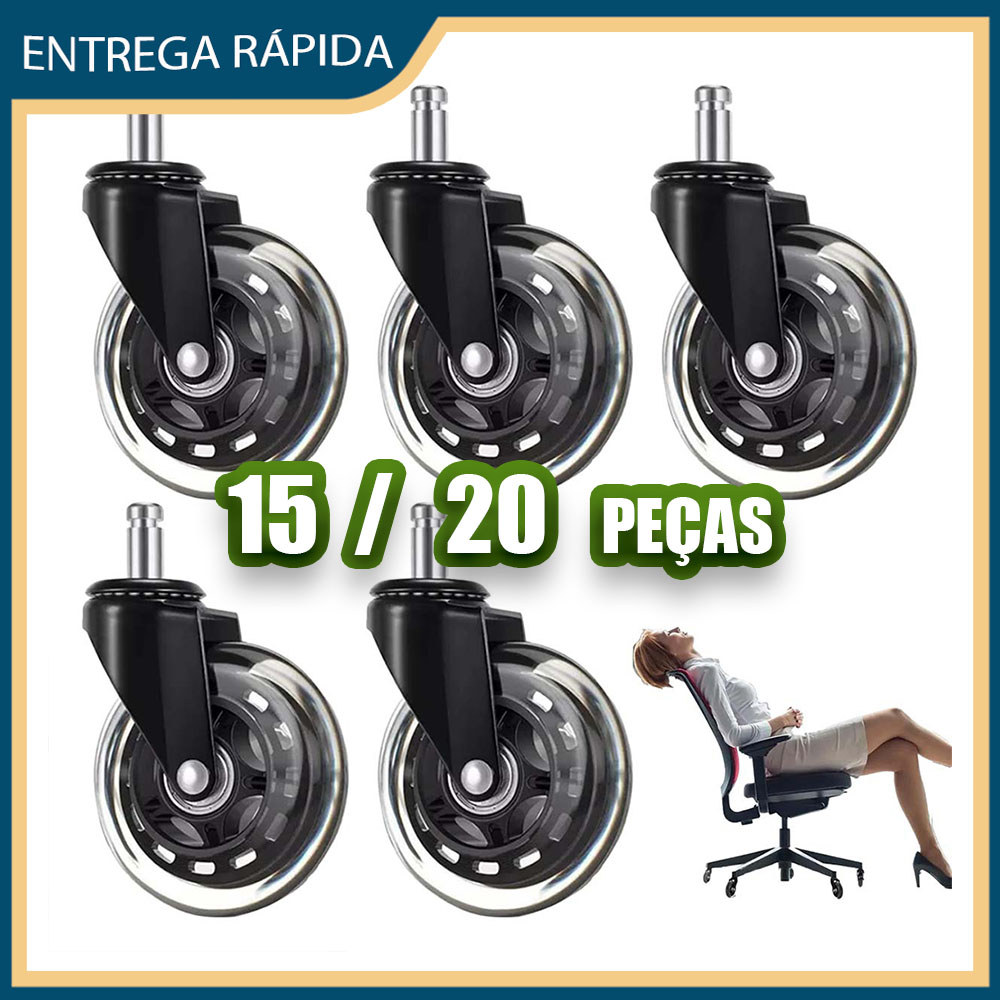 15/20 Rodinha para cadeira de escritório rodinha giratória silenciosa para cadeira de computador para todos os tipo piso