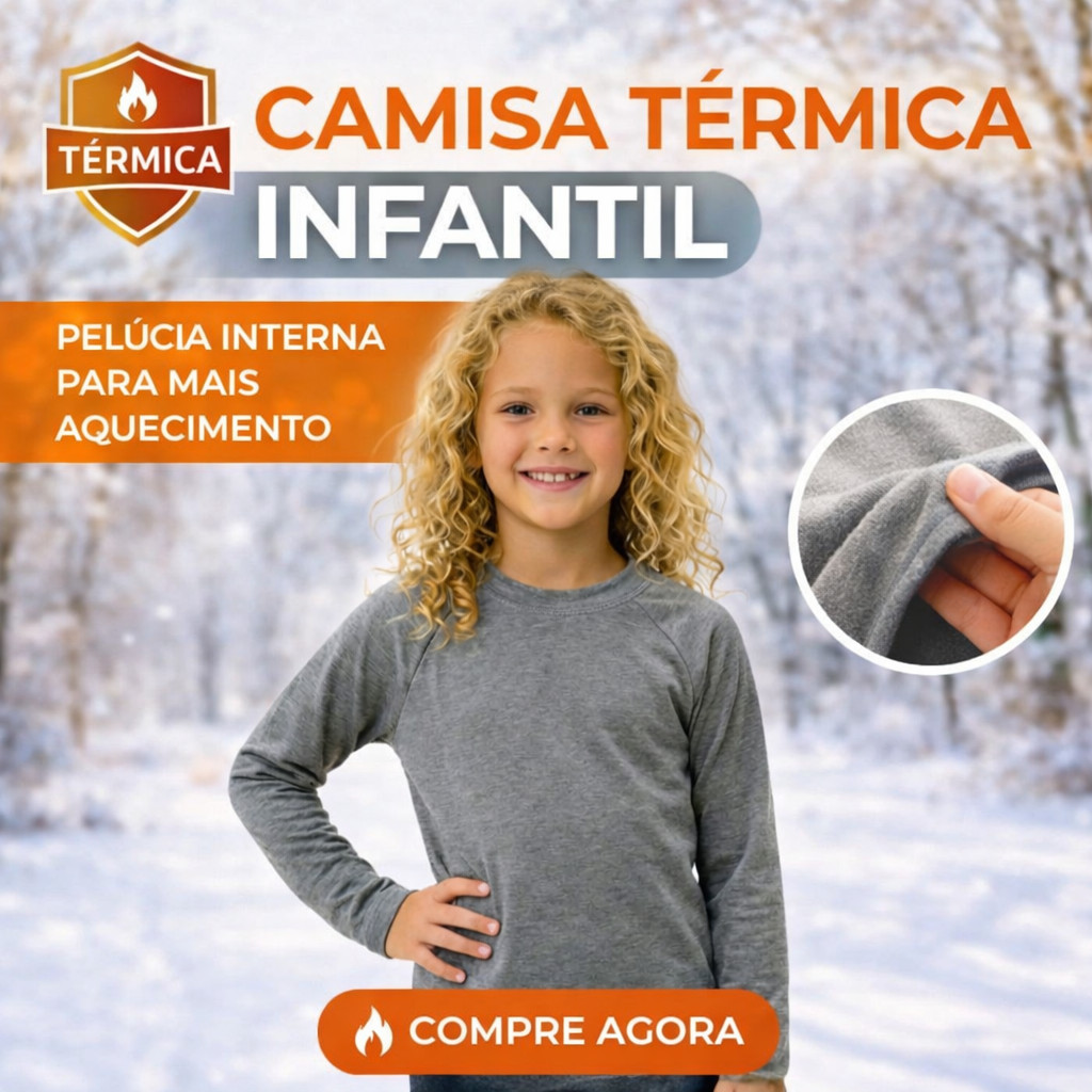 Camisa de Manga Longa Térmica Peluciada Infantil e Térmica Menina Frio Segunda Pele em Oferta na Shopee