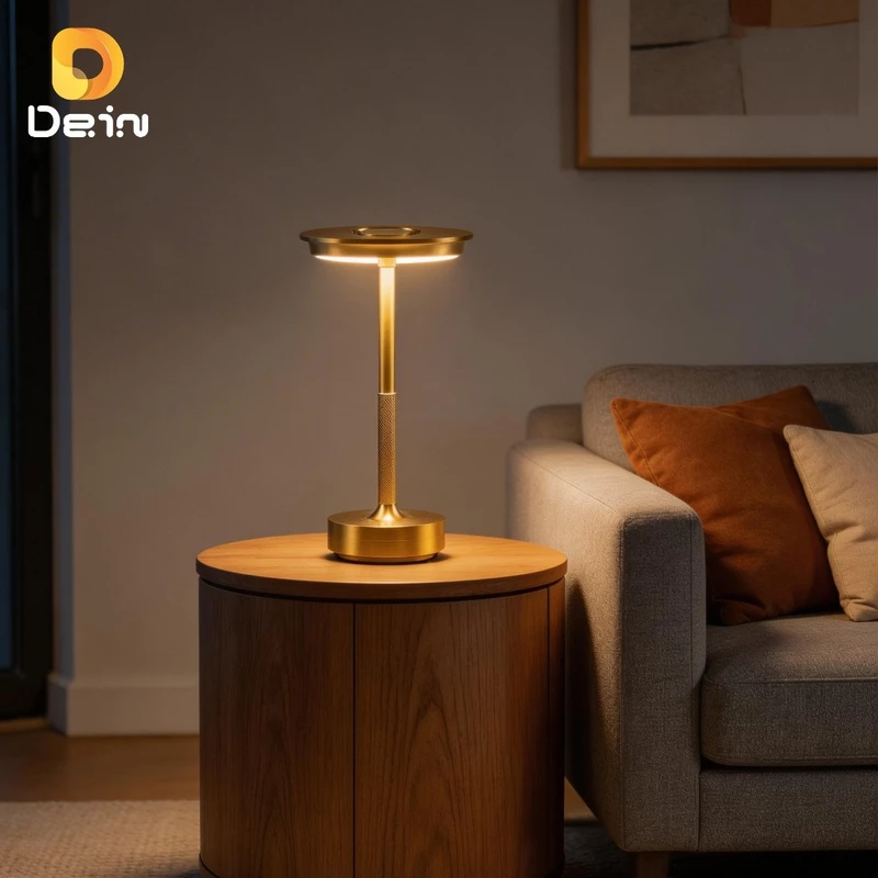 Luminária LED de Mesa Touch Sem Fio Recarregável com 3 Cores de Luz