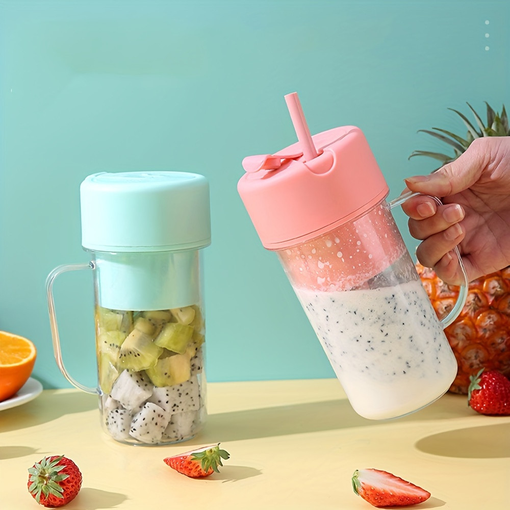 Copo Caneca Liquidificador Mini Juicer 420ML 6 Laminas Com Tampa E Canudo Recarregável Portátil Xuyuan