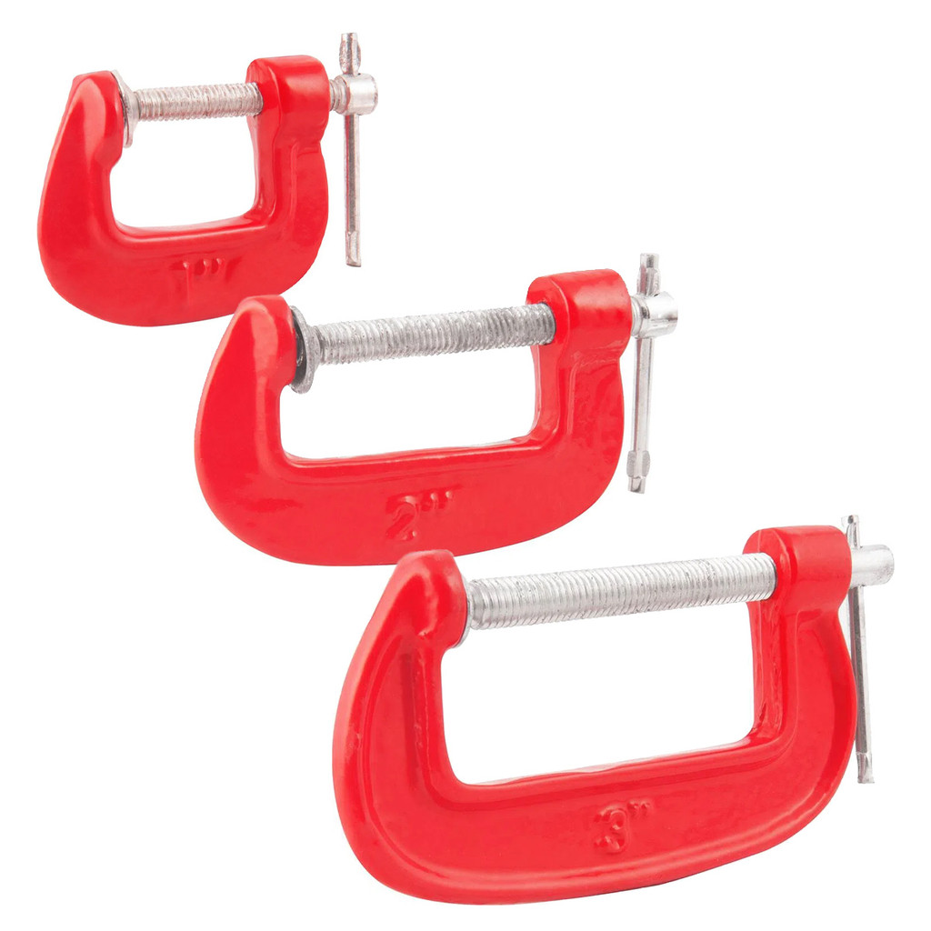 Kit 3 Grampos Sargento Tipo C 25 a 75mm para Marceneiro Carpinteiro Profissional Nove54