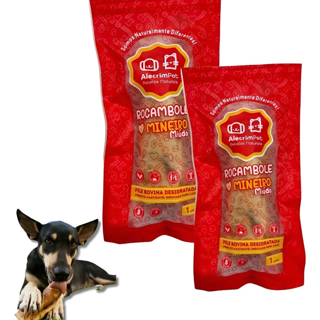 Kit Petisco  Natural Pet Rocambole Mineiro Miúdo Cães kit com 2 Mordedor Cães