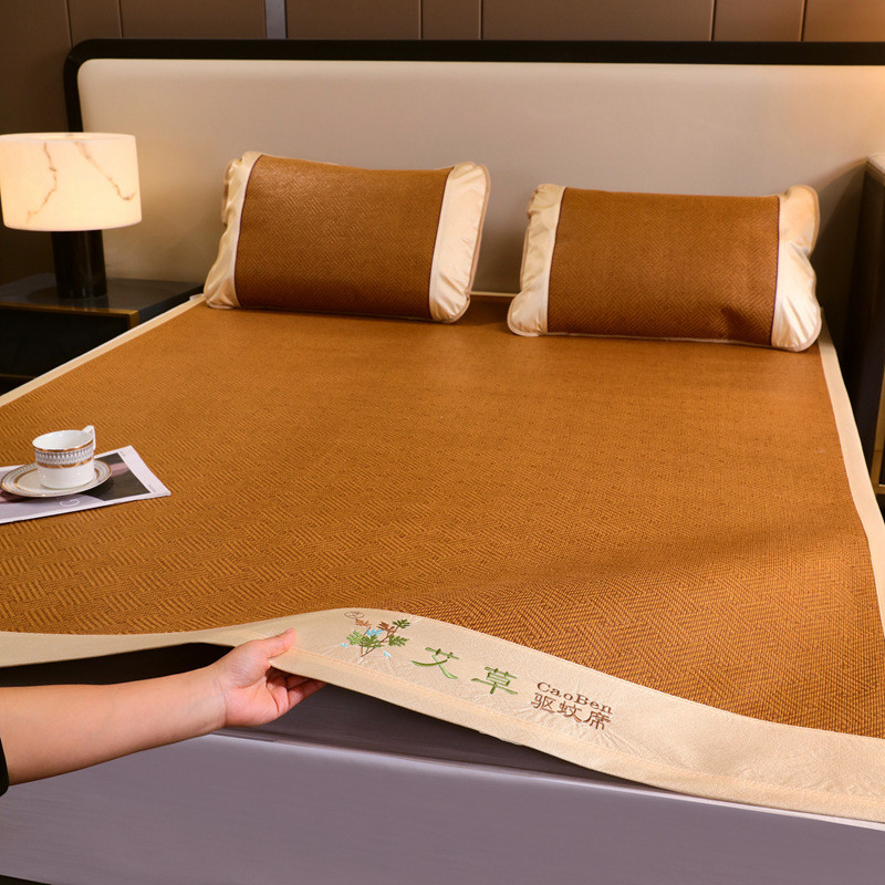 Novo absinto bordado dupla face esteira repelente de mosquitos real Rattan esteira de seda gelo dupla face