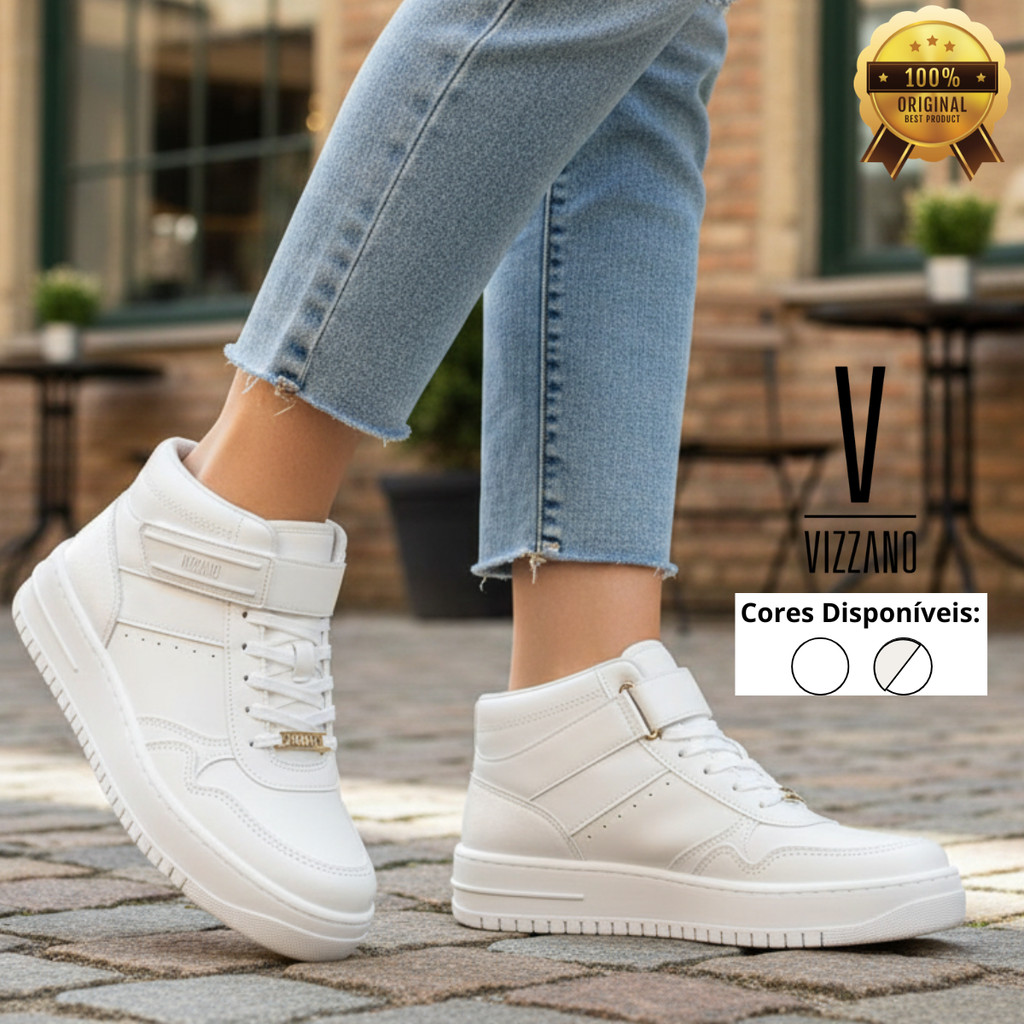 Tênis Feminino Vizzano Botinha Dia a Dia Casual Flatform Cano Médio Moderno Tira Colante Original