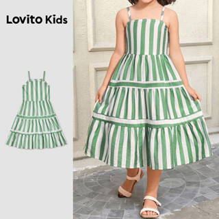 Lovito Kids Vestido Boho Estrutura Linha Primavera/verão Verde para Menina L186LD192 em Oferta na Shopee