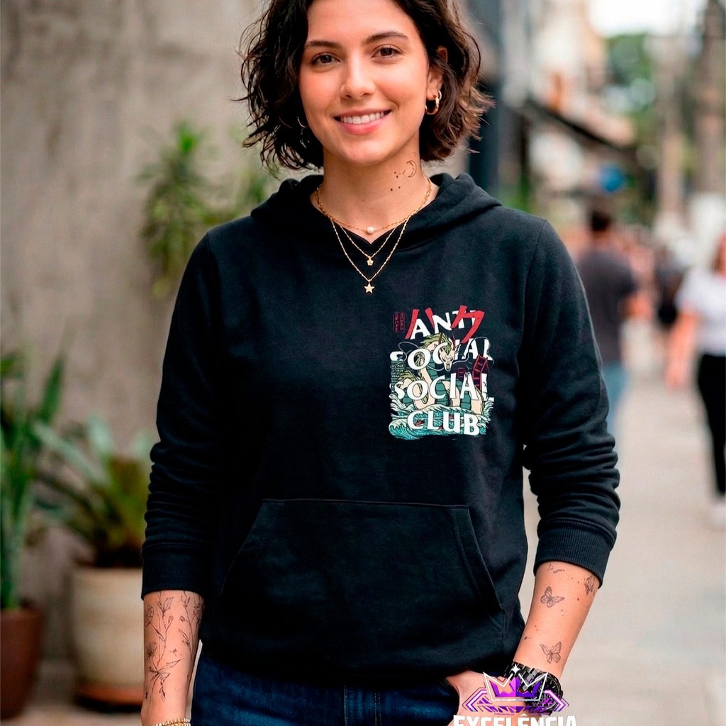 Blusa de Moletom Feminina Anti Social Club Premium Casaco Vintage Flanelado Quentinho Lançamento - Envio Imediato!