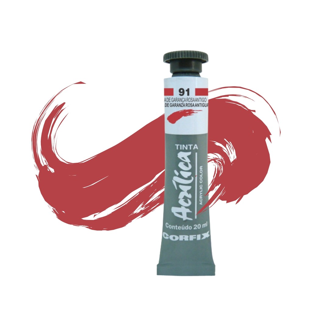 Tinta Acrilica Corfix 20Ml 091 - Laca Garança Rosa Antigo