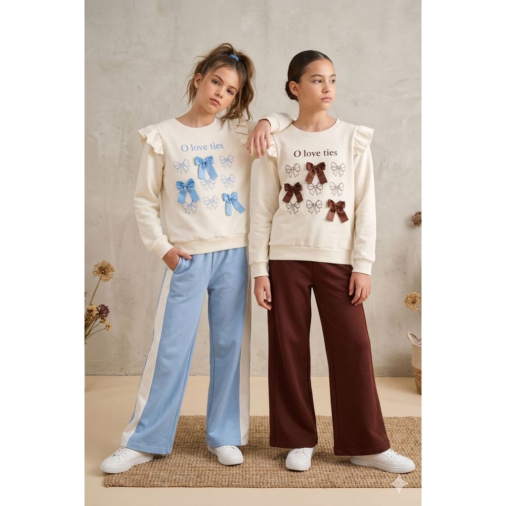 Conjunto Infantil Feminino Moletom Premium de Calça Pantalona Quentinho meninas de 4 a 12