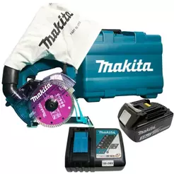 Serra Mármore 4,3/8POL com Bateria 18V 3,0ah e Carregador Bivolt MAKITA