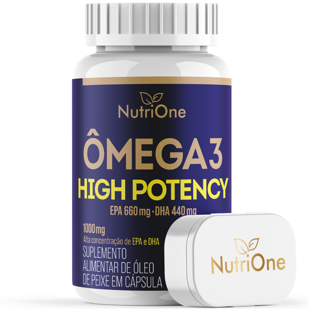 Ômega 3 High Potency 1000mg EPA 660mg DHA 440mg 60 Cápsulas Óleo de Peixe Alta Concentração Sem Glúten - Nutrione