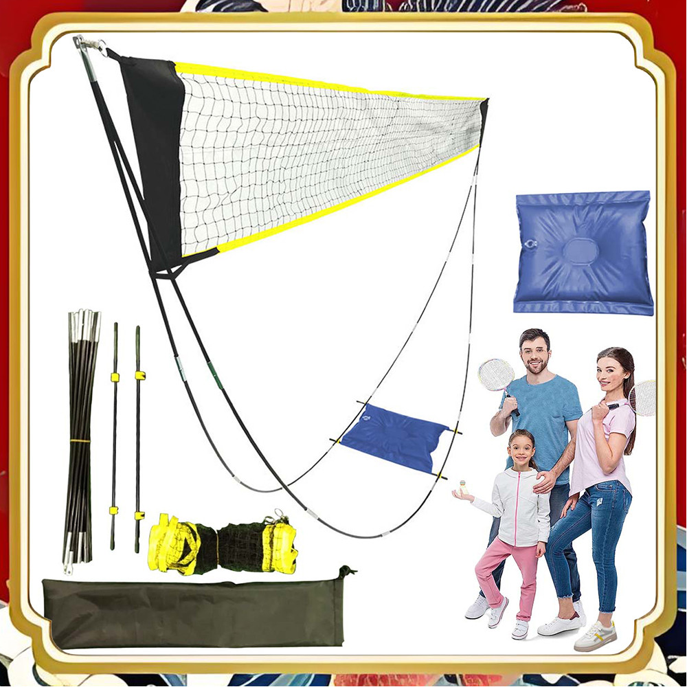 Conjunto de grade de Badminton portátil amarelo preto cor correspondente 1.6 x 2.9 m destacável fácil de montar com aces