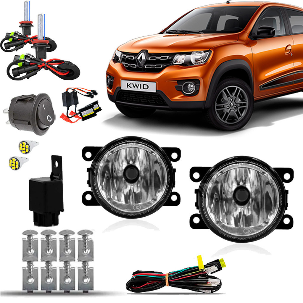 Kit de Farol Milha Neblina Auxiliar Farolete Completo Cibie Renault Kwid 2017 18 19 20 21 22 23 2024 Xenon 8000K