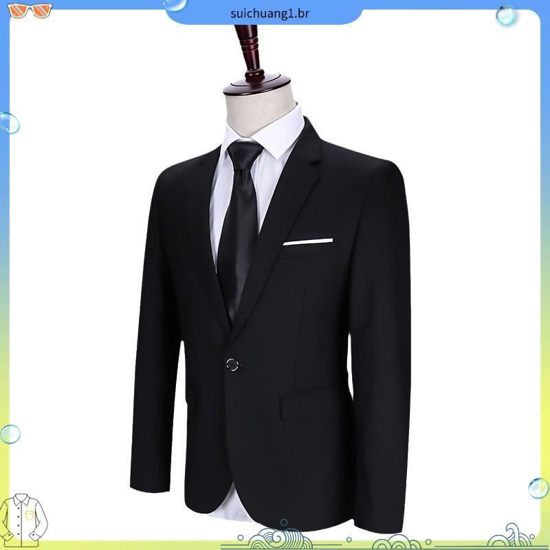 Terno masculino Slim Oxford preto kit( calça+paleto+cinto)TERNO Corte Italiano 2 Botões- para Executivos, Noivos, Festas
