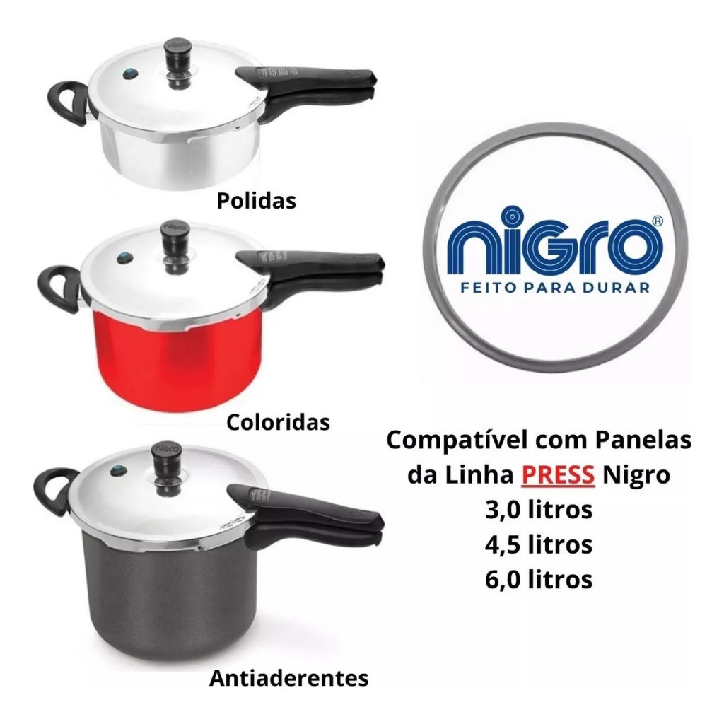 Anel Borracha Panela De Pressão Nigro Press 3L, 4,5L e 6L  Silicone