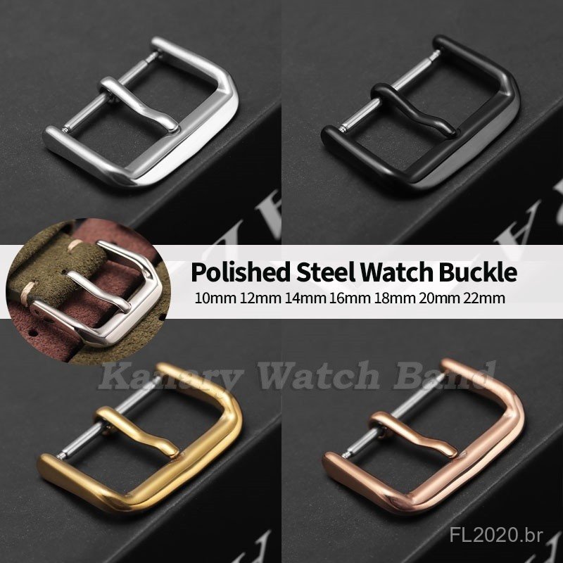 Fivela de Metal Polido em Aço Inoxidável para Pulseira de Relógio 10/12/14/16/18/20/22mm, Fivela Universal de Substituiç