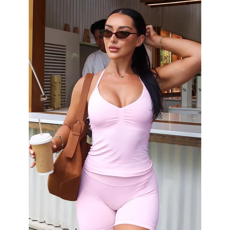 Colete esportivo de ioga com gola Halter sem costura, roupa externa feminina, alta elasticidade, Nylon fosco/parte trase