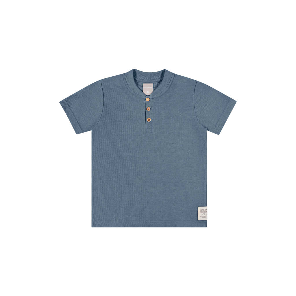 Camiseta Infantil Menino Botões Frontais Colorittá Azul