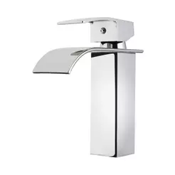 Torneira Para Banheiro Cascata Misturador Monocomando Baixa Paraná Pingoo - Prata