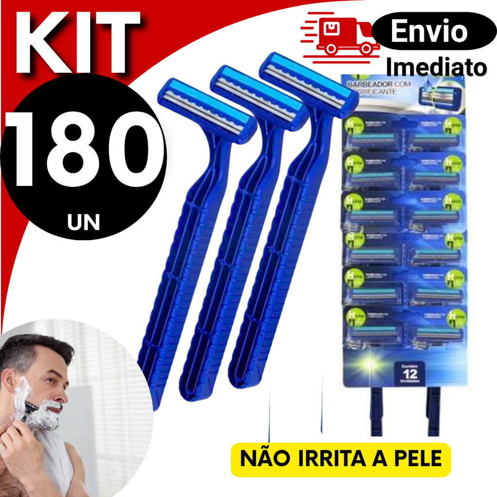 Kit Prestobarba 2 Lâminas Descartável  48 a 180 Unidades Barbeador Masculino Econômico Pronta Entrega