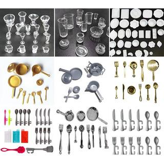 Brinquedos De Cozinha Dollhouse Miniatura : Tigelas , Copos , Colheres , Pratos , Panelas , Facas , Acessórios Utensil P