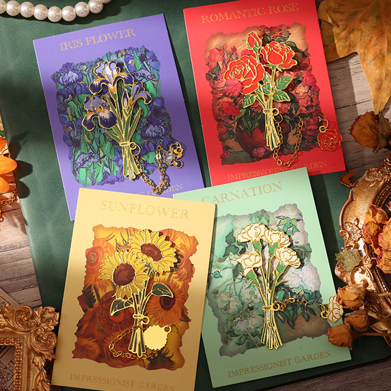 Marcador De Metal De Flores Delicadas Com Suporte Para Página De Livro De Estudante Pedante
