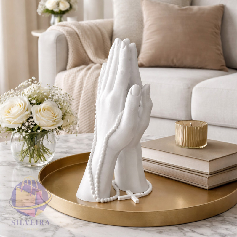 Escultura de Mãos Rezando e Orando - Decoração Religiosa