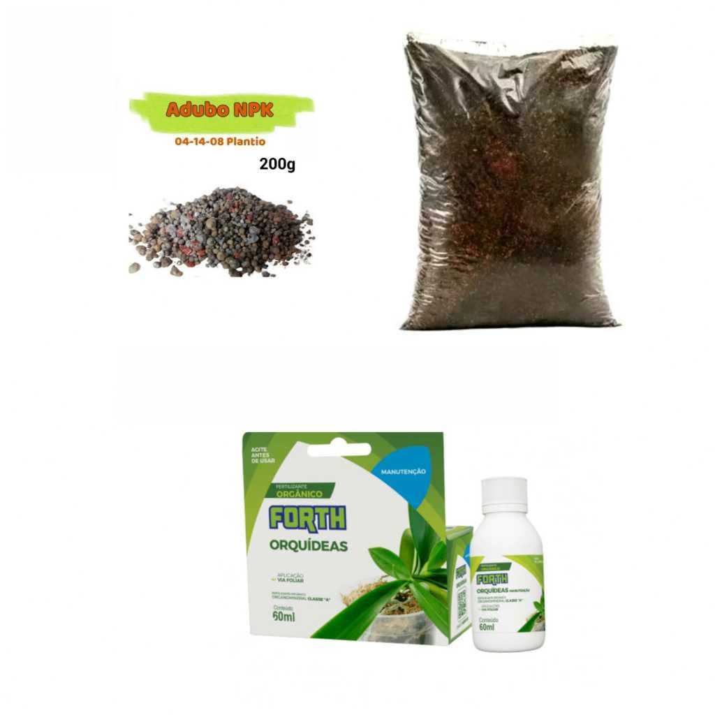 Forth orquidea manutenção 60ml fretilizante concentrado + NPK 200g + Humús de minhoca 500g adubo organico