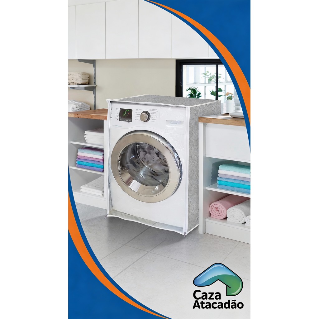 Capa Protetora de Maquina de Lavar Flanelada Abertura Frontal Com Visor Transparente em Oferta na Shopee