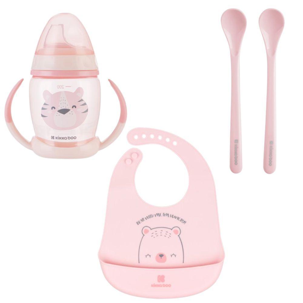 Kit Refeição Babador Silicone + Copo + 2 Colheres