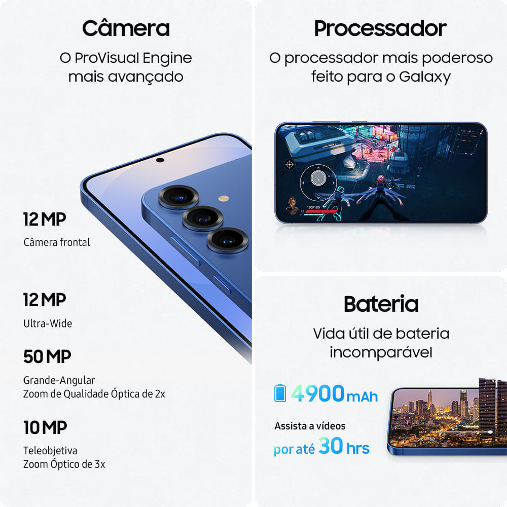 Detalhes do Celular Samsung Galaxy S25+ 5G, 256GB, 12GB RAM, Câmera Tripla de 50+12+10, Tela Grande de 6.7