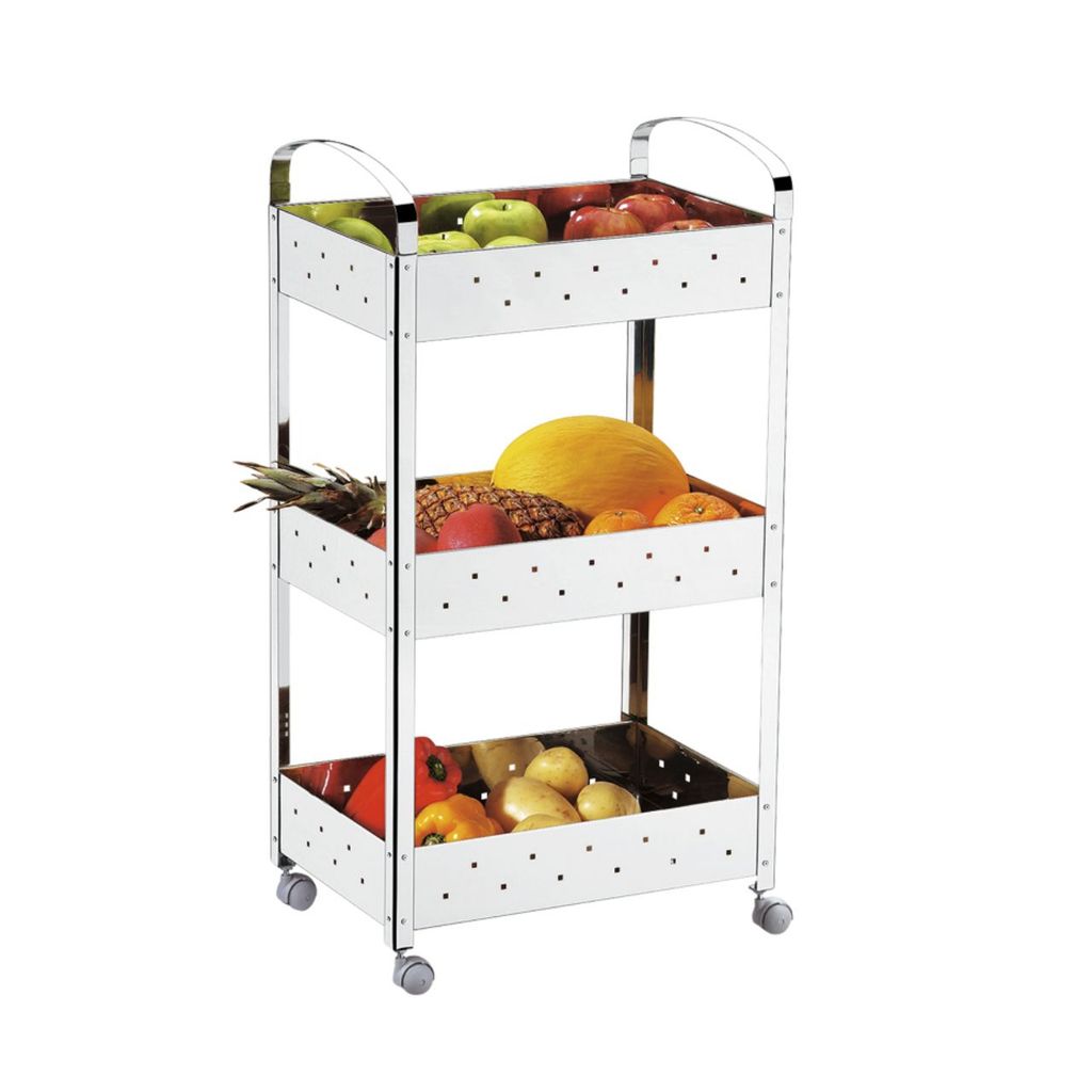 Carrinho Organizador Inox Suprema Brinox - 3 Prateleiras - Com rodinhas em Oferta na Shopee