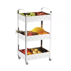 Carrinho Organizador Inox Suprema Brinox - 3 Prateleiras - Com rodinhas