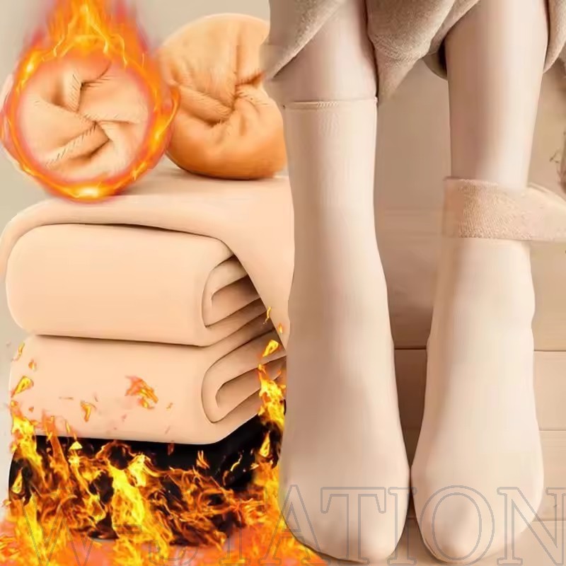 1/2/3 Pares De Meias Femininas Quentes De Pele Preta – De Veludo Unissex Da Moda Meia De Neve Sem Costura De Nylon Caxem