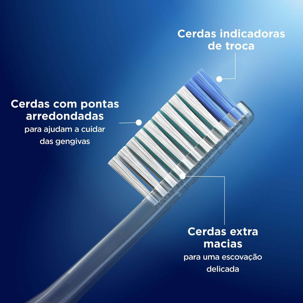 Detalhes do Kit Escova Dental Oral-B Sensitive Indicator Extra Macia 2 Unidades + Fio Dental Oral-B Satin Floss