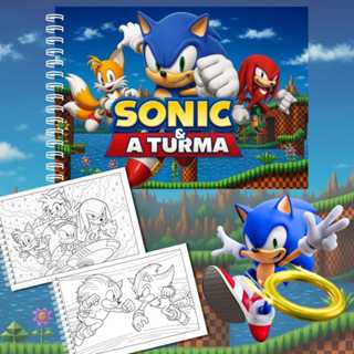 Livro de colorir SONIC e a turma | Capa dura | folhas grossas 180g | 50 folhas em Oferta na Shopee