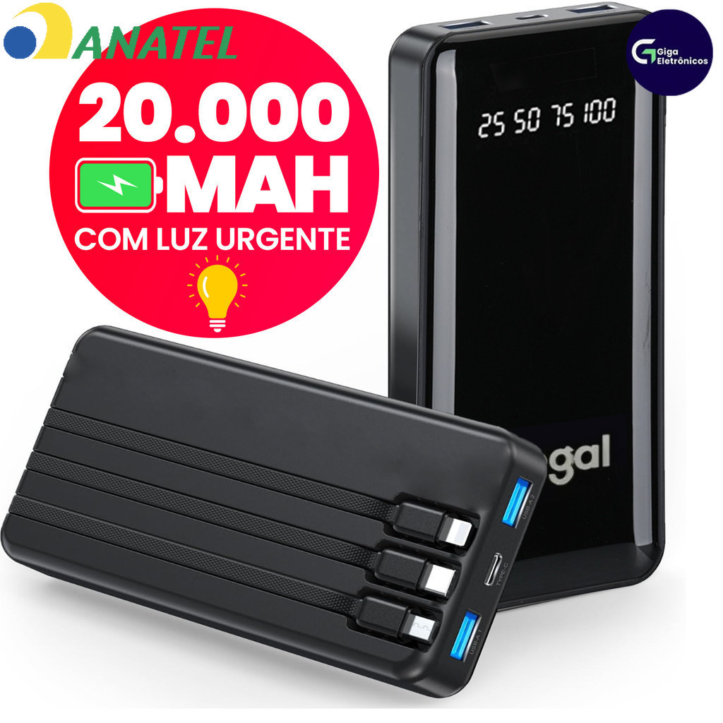 Bateria Externa Carregador Portátil Power Bank 10000 20000 mah Favo de Mel