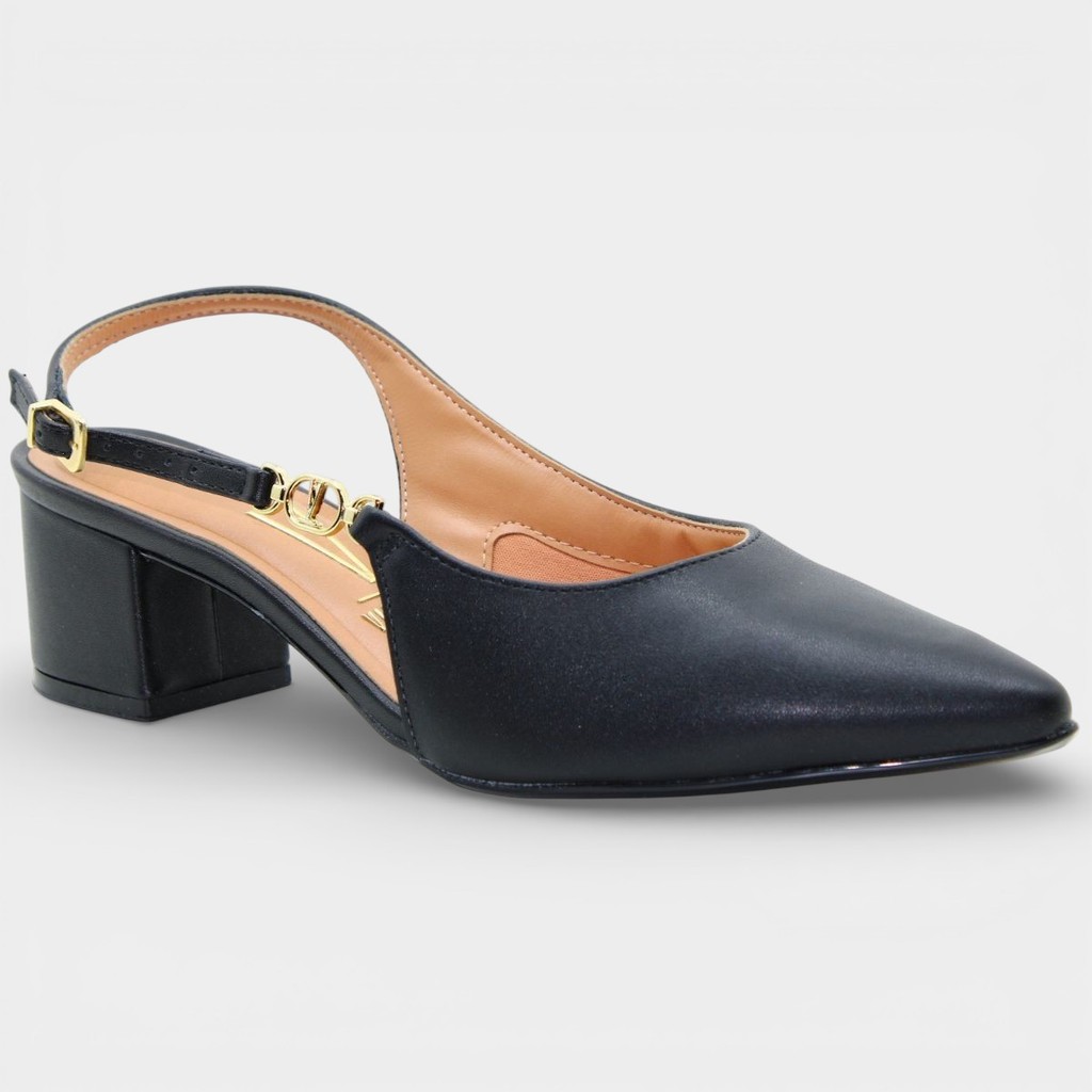 Scarpin Vizzano Slingback Salto Bloco Detalhe em Oferta na Shopee