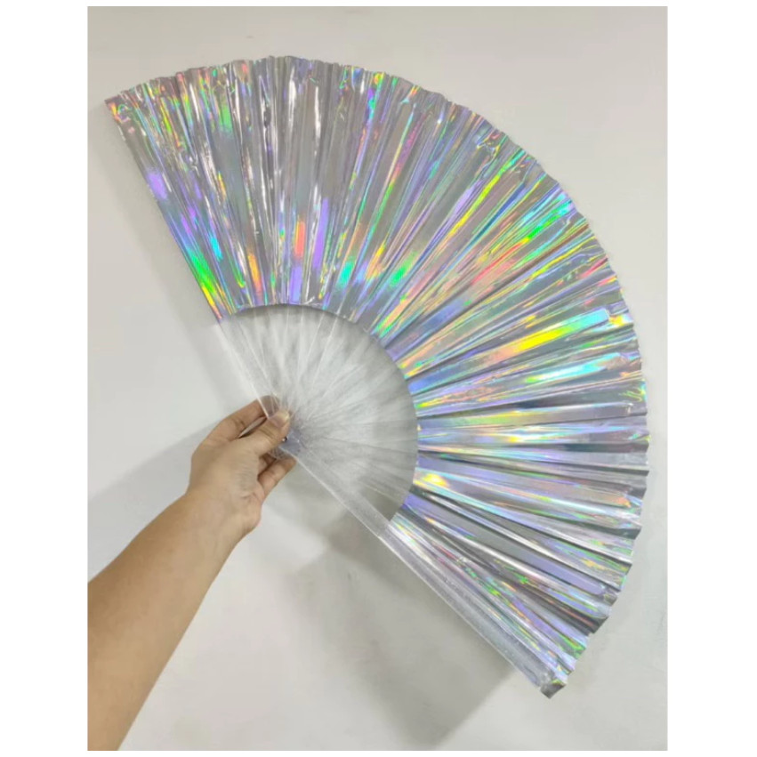Leque Grande Brilho Holográfico Baladas Festivais Show Carnaval rj