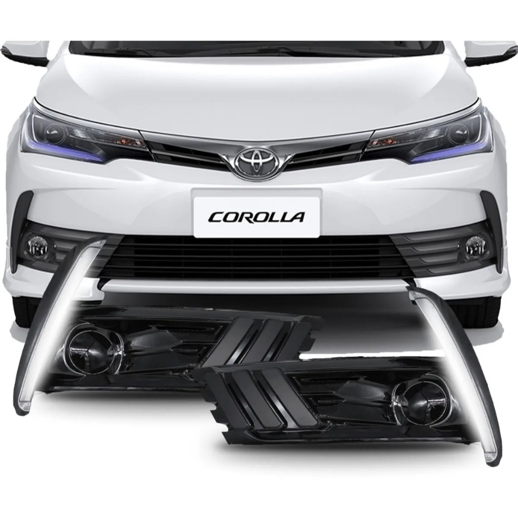 Kit Grade Moldura Milha Led Corolla 2018 2019 Daylight Drl Preto
