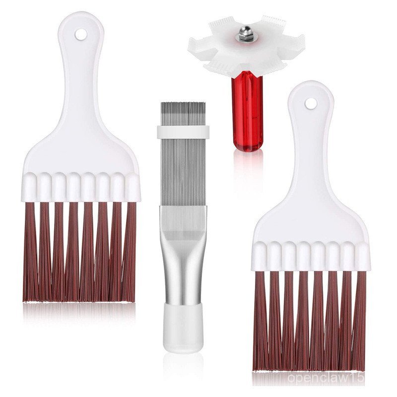 Escova de limpeza para aletas de ar condicionado, escova de aço inoxidável para aletas, escova de limpeza para condensad