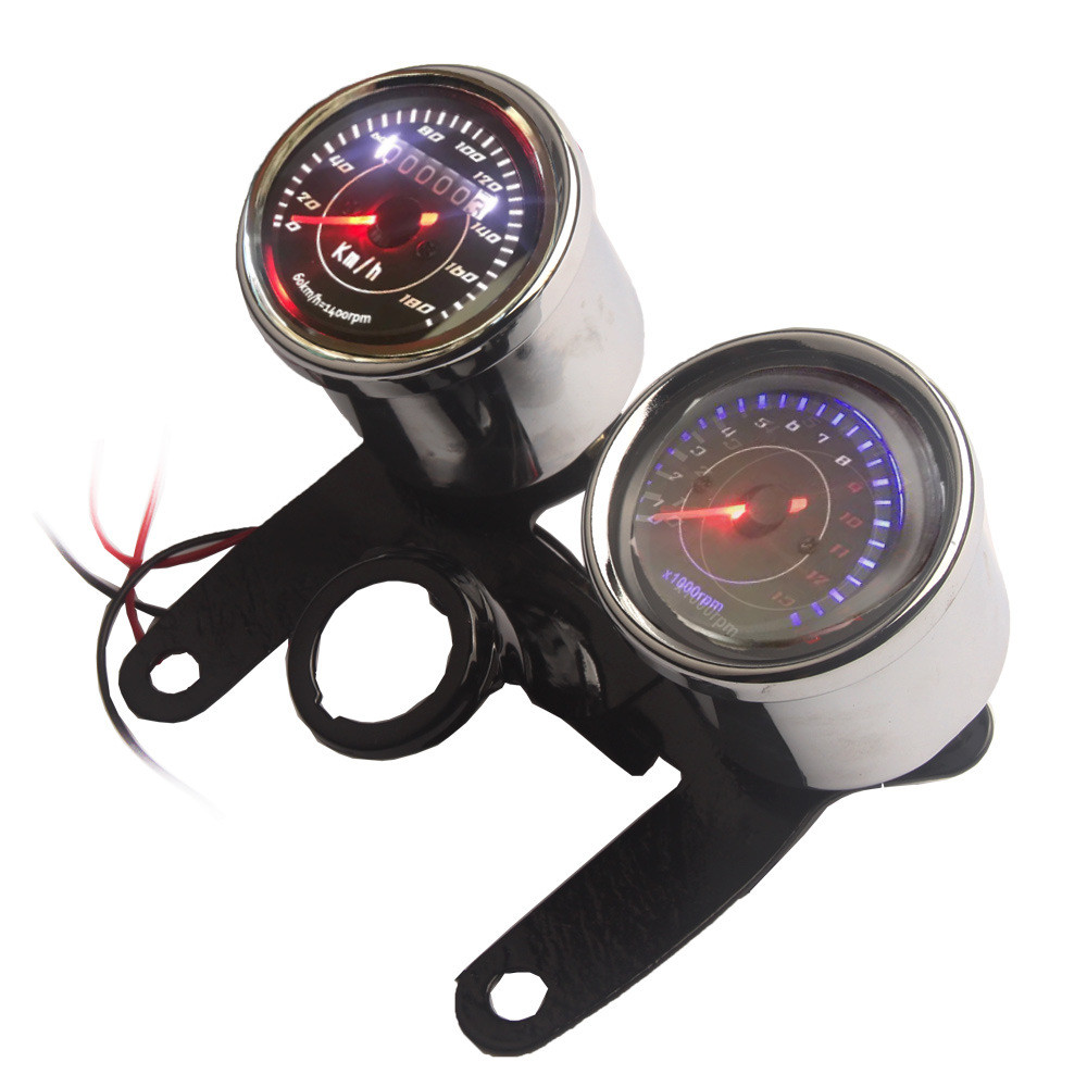 Painel de instrumentos de motocicleta vintage modificado, adequado para velocímetro duplo e tacômetro eletrônico para mo