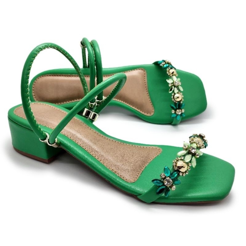Sandália Pedraria Salto Bloco Casual Tamanco Saltinho 4cm Envio Imediato