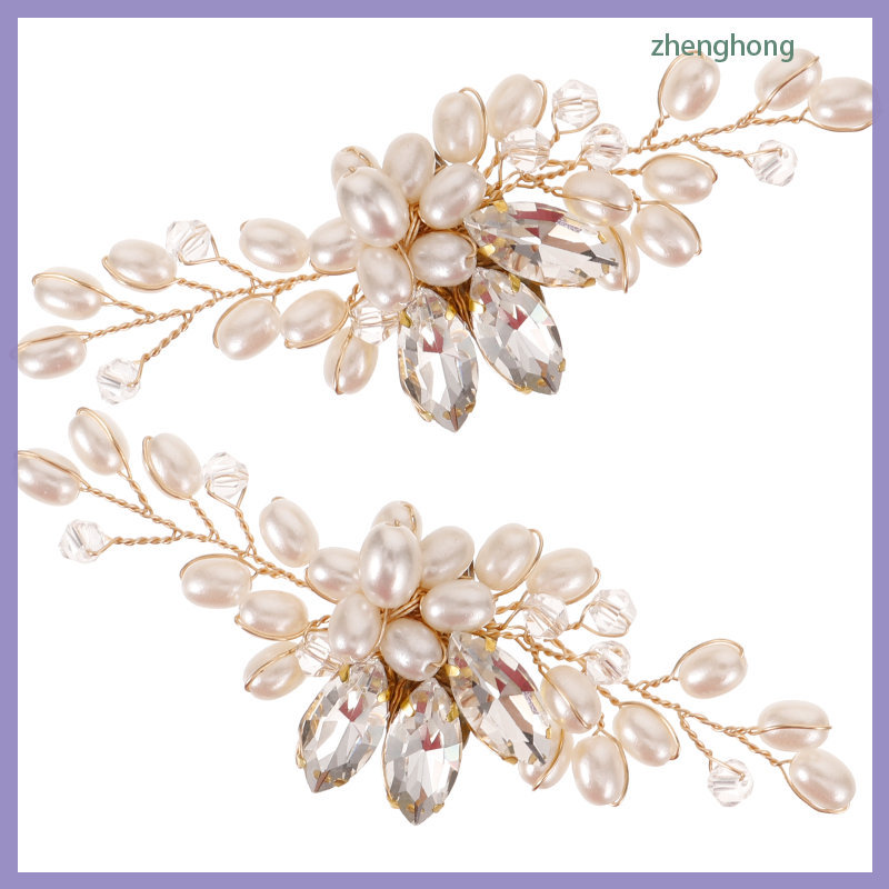 🎉 1Par Prendedores Para Sapatos Femininos Em Metal Com Strass E Pérola Falsa Para Ocasiões Especiais Cor Caqui