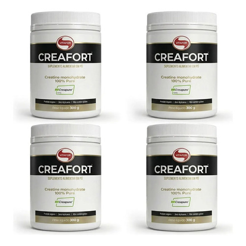 Kit 4 Creafort Creatina Creapure 300g Vitafor