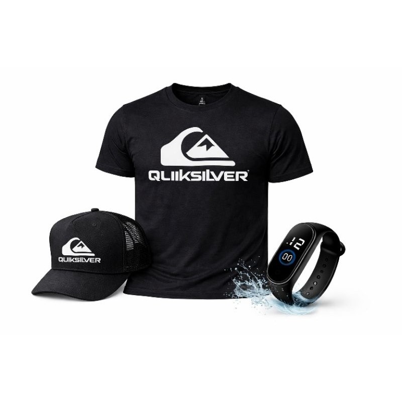 Kit Quiksilver Camiseta Masculina + Boné + Relógio Digital Envio Rapido