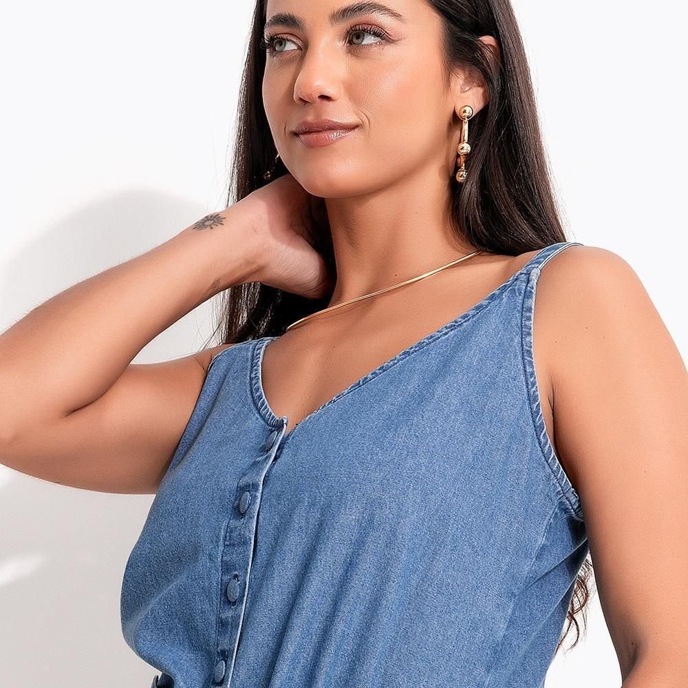 Blusa Em Jeans Quintess Jeans Médio