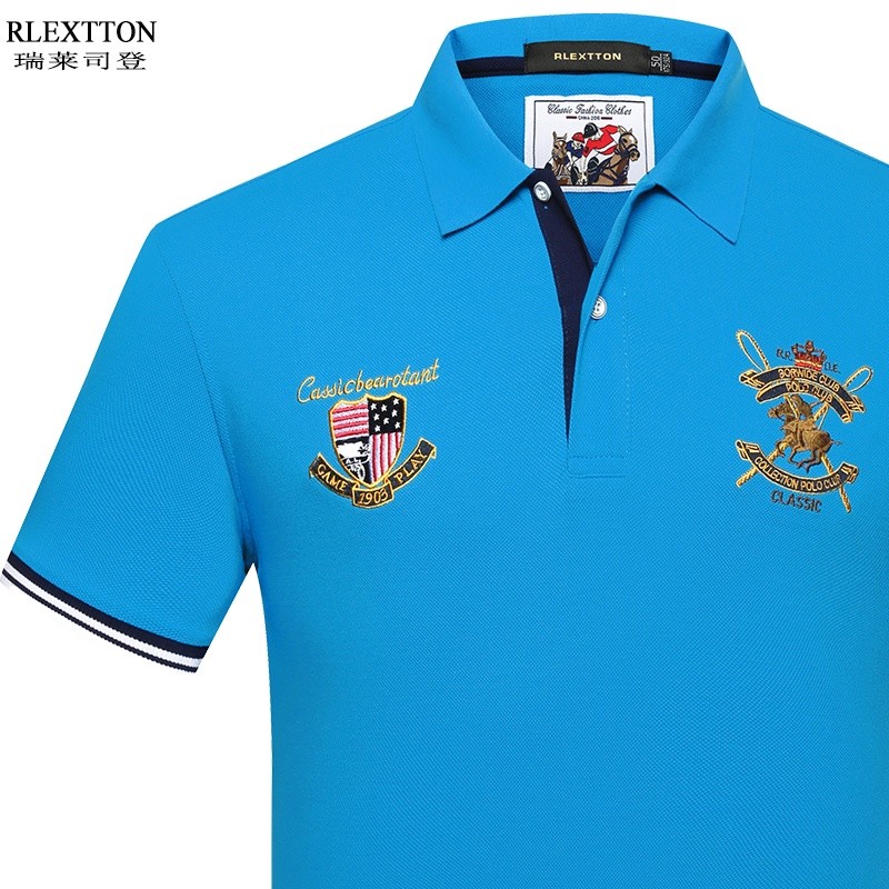 High-end puro algodão respirável camiseta de manga curta masculina wear Street wear camisa POLO genuíno high-end bordado