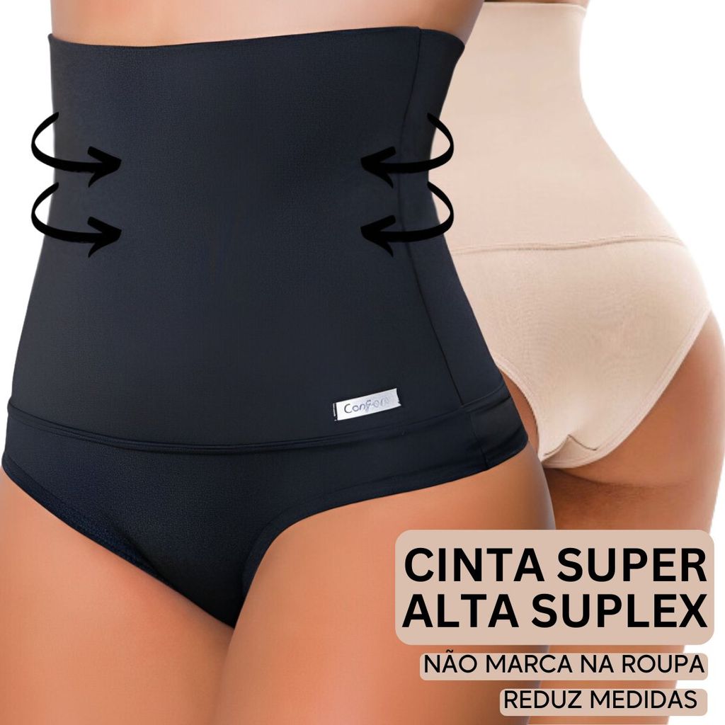 Kit 2 Calcinha Cinta Cintura Alta Suplex Segura Barriga Compressão - Cris
